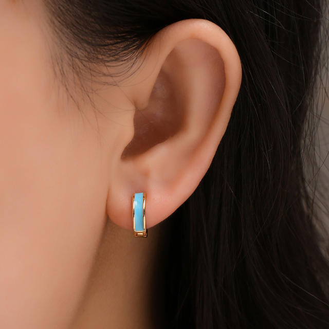 Fashion enamel alloy huggie earrings