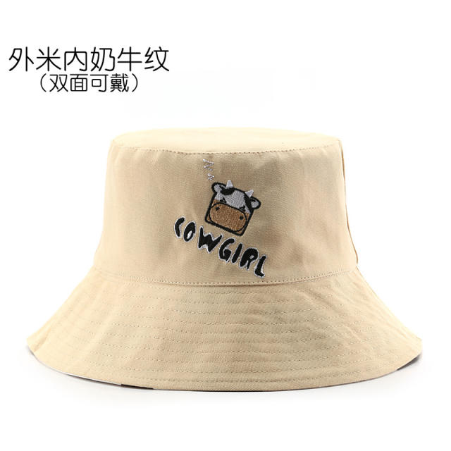 Cows embroidered bucket hat
