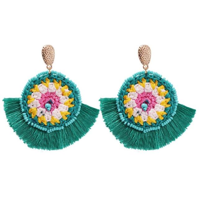 Bohemian hoop tassel earrings