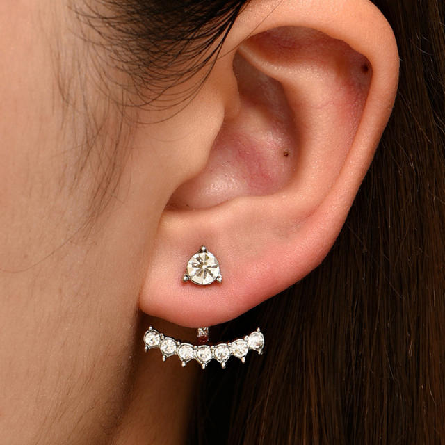 Fashion cubic zirconia jacket earrings
