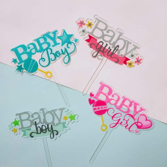 Baby boy and girl cake toppers