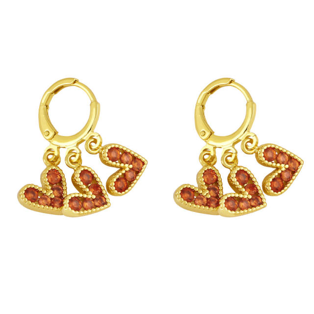 Fashion inlaid zircon Heart tassel earrings