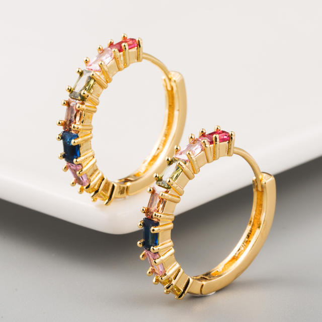 Fashion colorful cubic zirconia huggie earrings