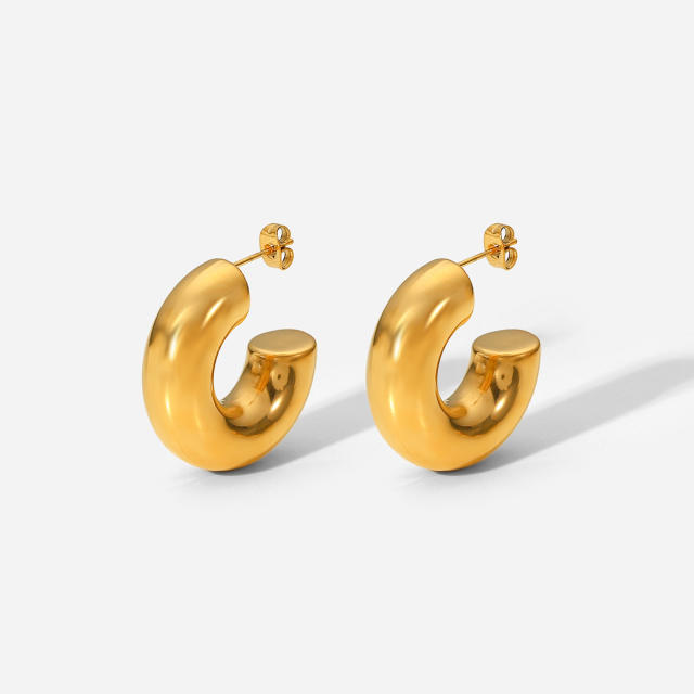 Chunky 18KG open hoop earrings