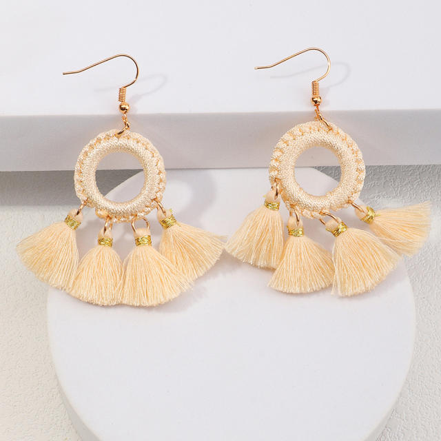 Bohemian hoop tassel earrings