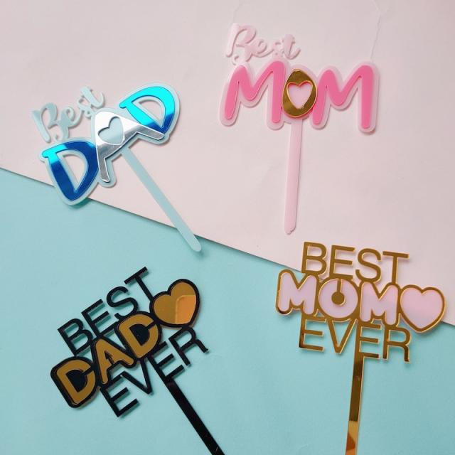 Best dad mon acrylic cake toppers