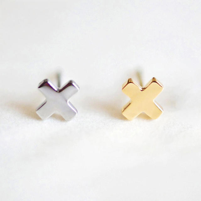 Occident fashion cross stainless steel ear studs
