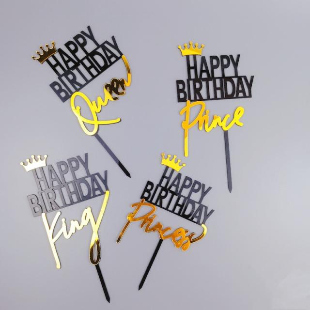 Queen princess happy birthday cake toppers