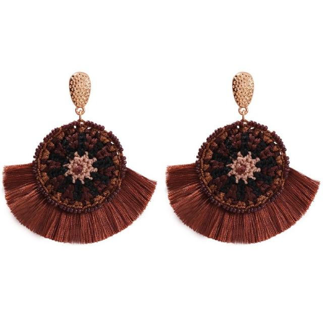 Bohemian hoop tassel earrings