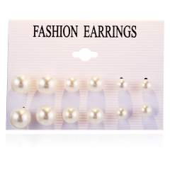 Rhinestone pearl earings set   6 pairs