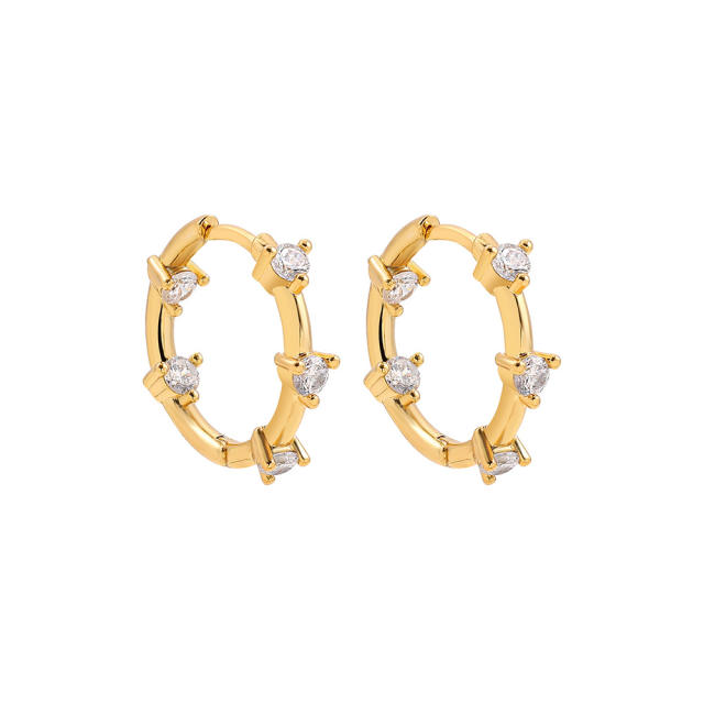Fashion heart cubic zirconia huggie earrings