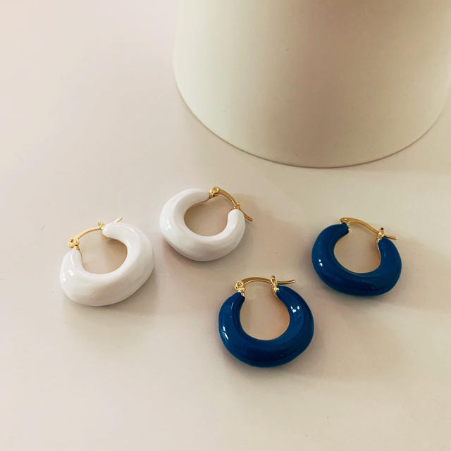 Enamel small hoop earrings