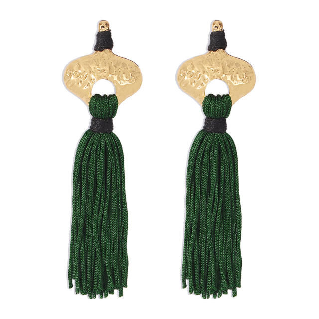 Bohemian long-style thread tassel earrings