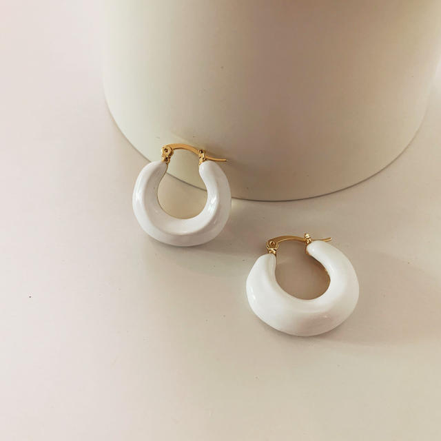 Enamel small hoop earrings