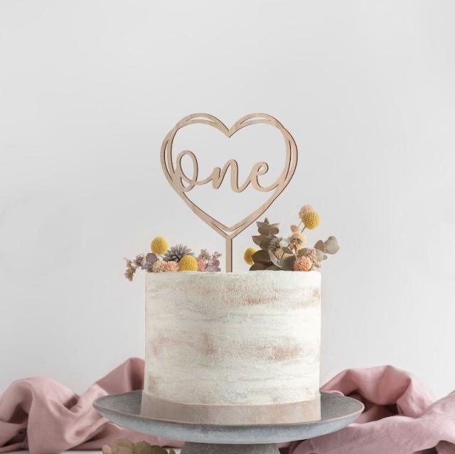 One letter happy birthday wood cake toppers