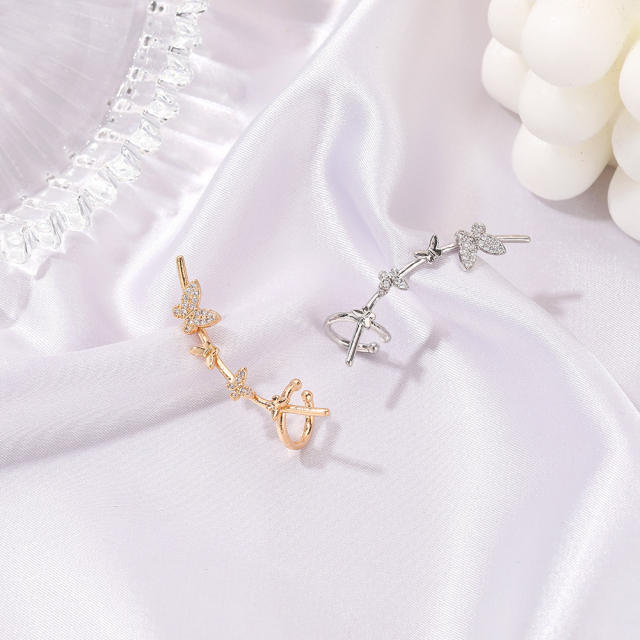 Fashion rhinestone butterfly climbers earrings