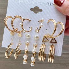 Vintage Pearl ring earrings suit 9 pairs