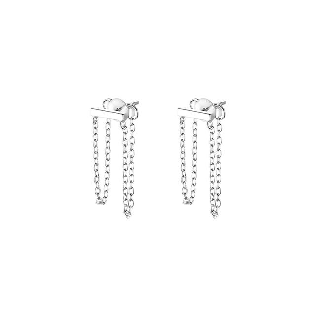 925 silver needle fashion chain jacket earrings