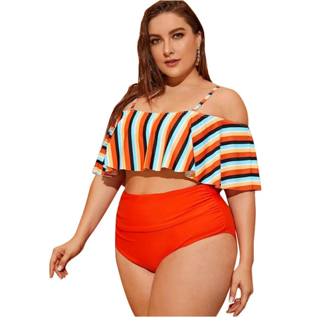 High waist two piece plus size swimwear