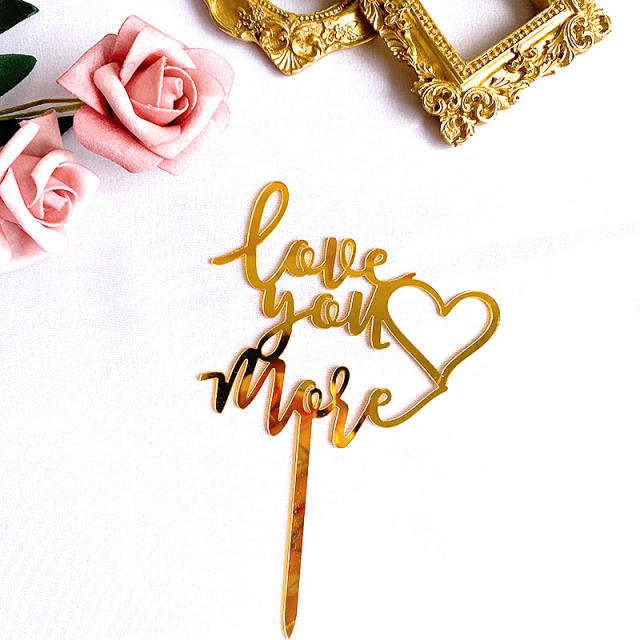 Acrylic gold color cake toppers