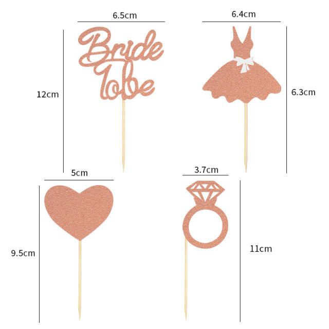 Bride to be wedding cup cake toppers