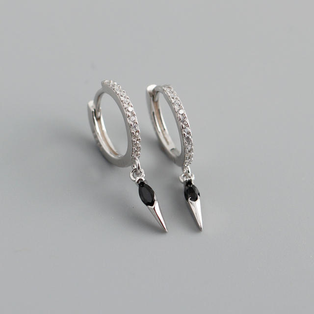Fashion 925 silver colorful cubic zirconia huggie earrings