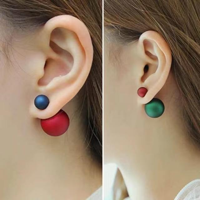 Big imitation pearl stud earrings