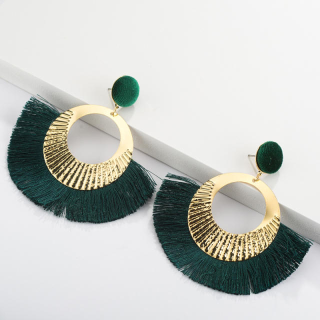 Bohemian hoop tassel earrings