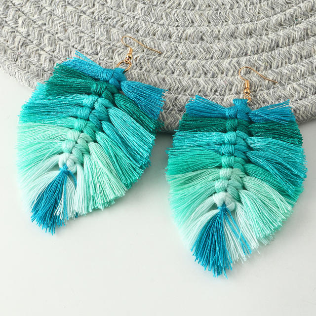 Bohemian long-style thread tassel earrings