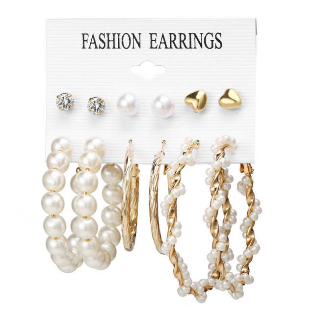 New pearl set women's earrings 9 pairs