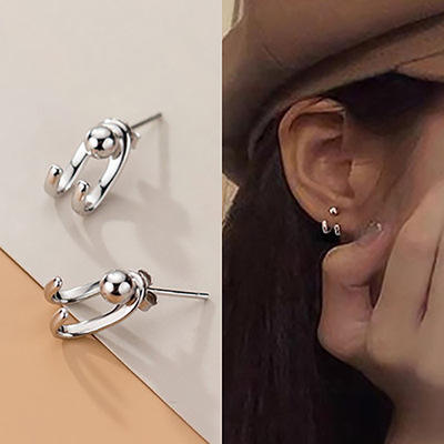 925 silver simple jacket earrings