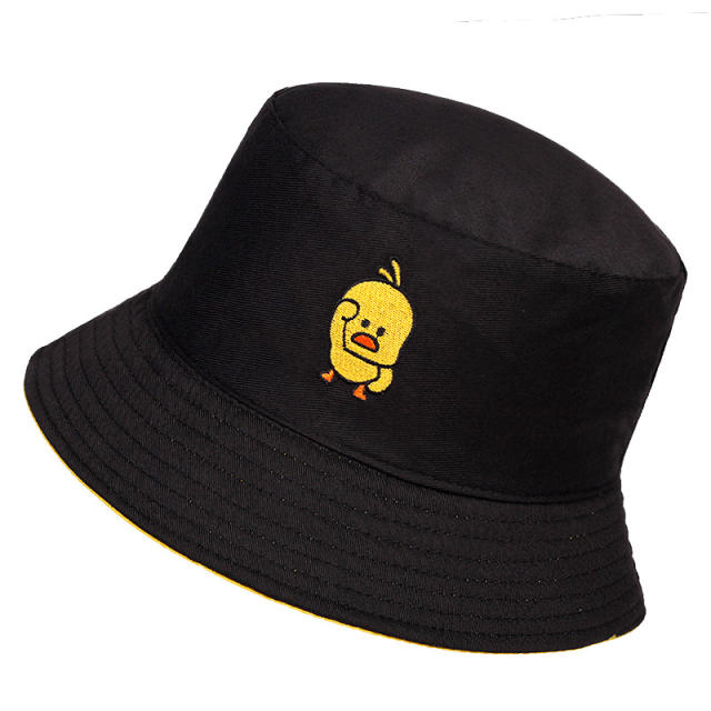 Cute duck embroidery bucket hat