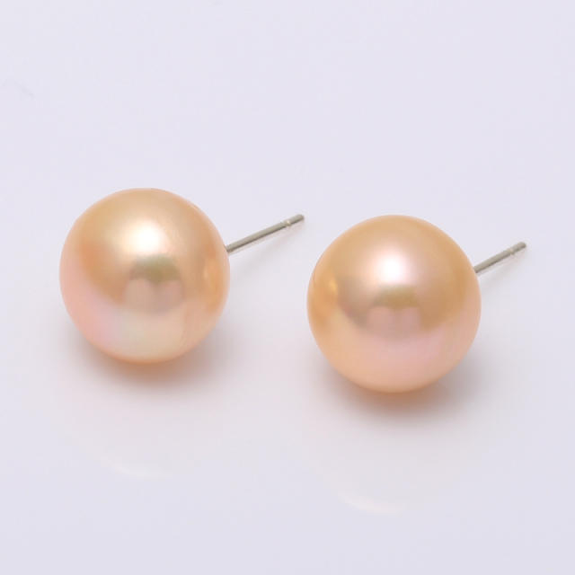 S925 silver needle fresh water pearl stud earrings