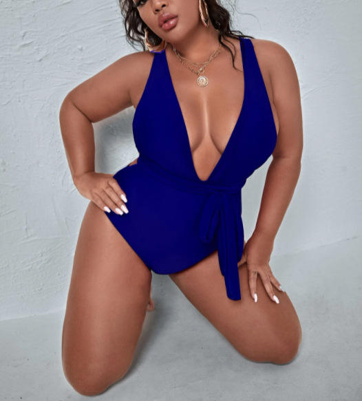 Solid color plus size swimsuit