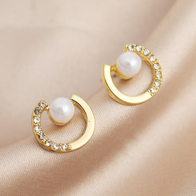 S925 silver needle pearl stud earrings