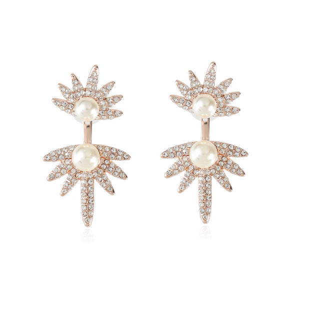 Fashion pearl rhinestone jacket earrings