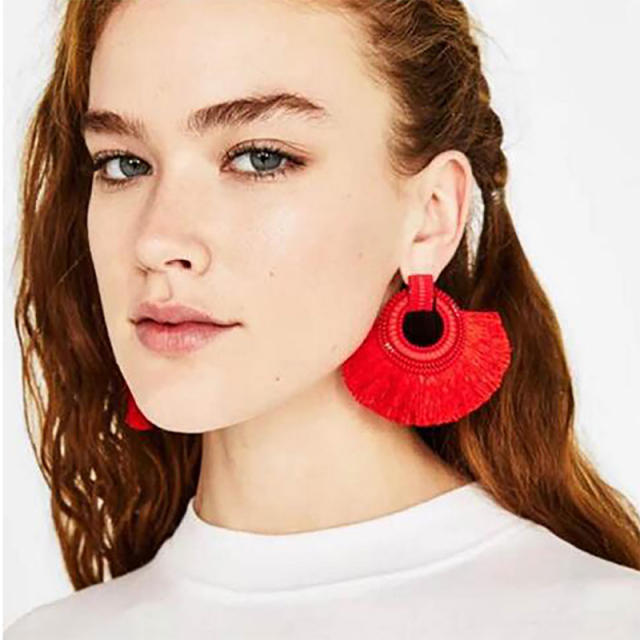 Fashion bohemian hoop tassel earrings