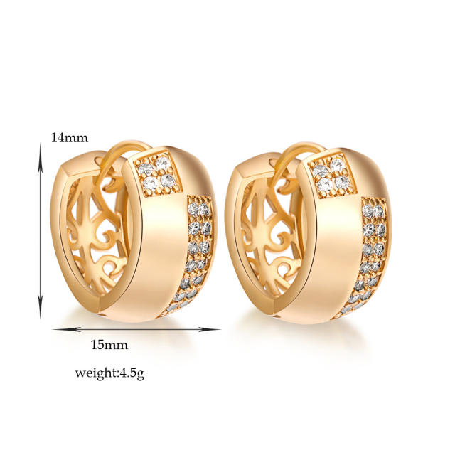Fashion hollowed out cubic zirconia huggie earrings