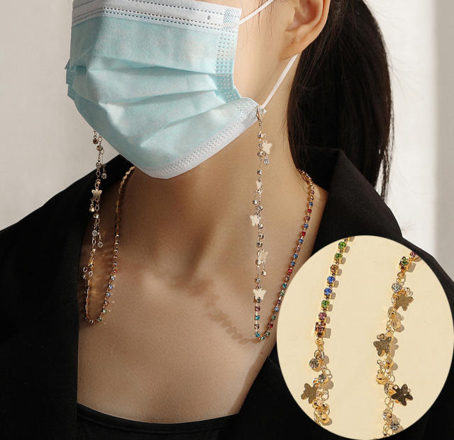 Colored diamond glasses chain mask chain