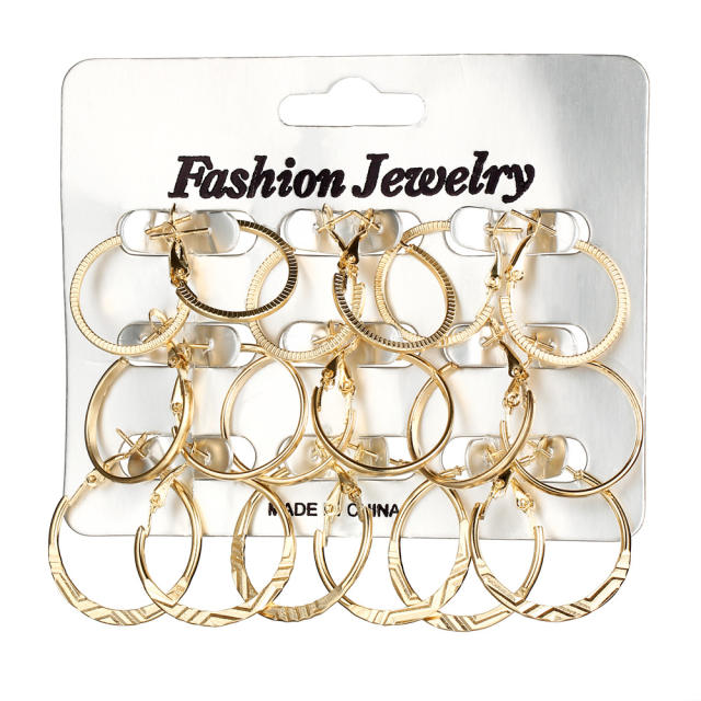 Fashion metal ear ring suit 9 pairs