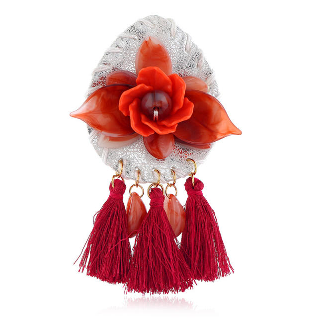 Acrylic flower thread tassel earrings