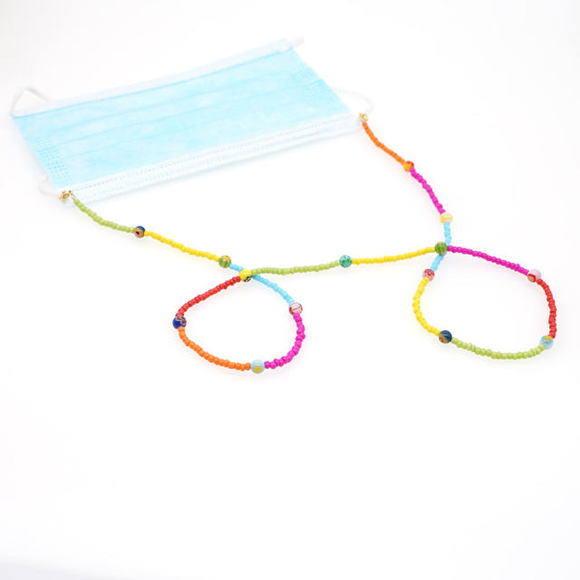 Boho color seed beads glasses chain