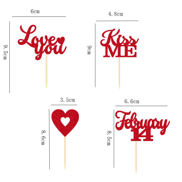Love you kiss me cup cake toppers