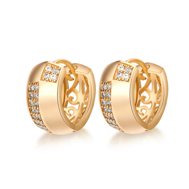 Fashion hollowed out cubic zirconia huggie earrings