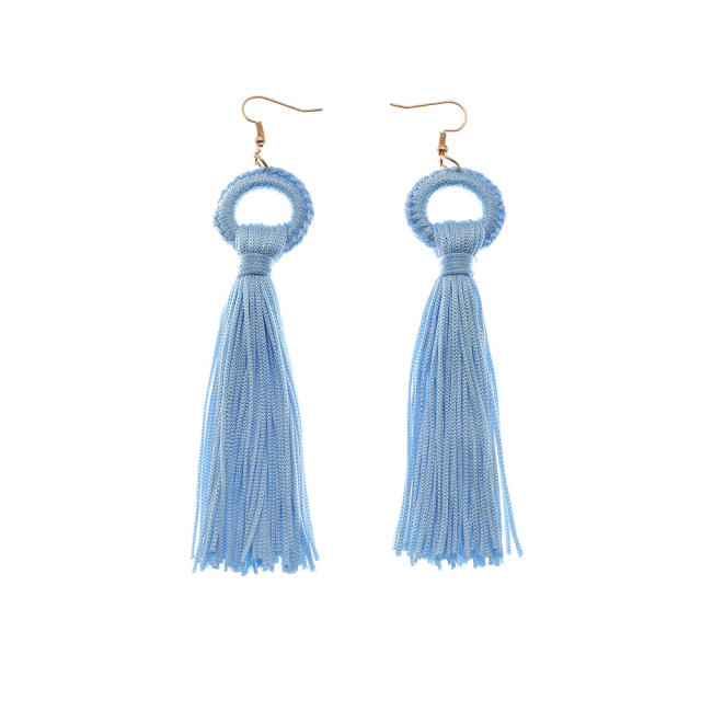 Bohemian long-style thread tassel earrings