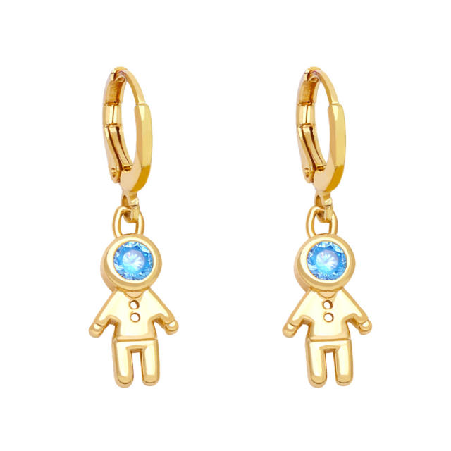 Fashion spaceman five-pointed star inlaid color zircon earrings
