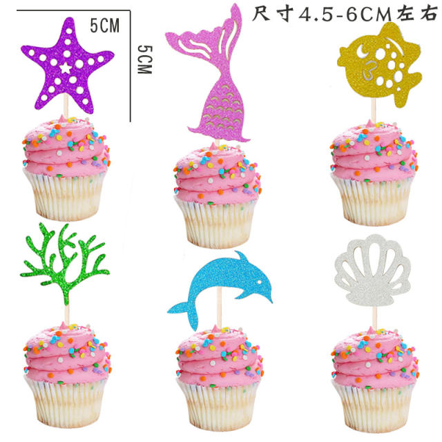 Mermaid Princess Party cake topers cup cake