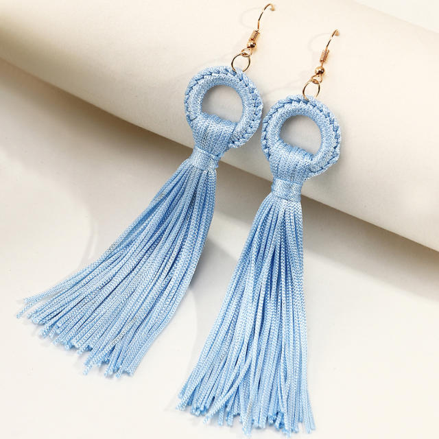 Bohemian long-style thread tassel earrings