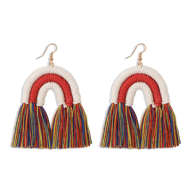 Bohemian thread tassel earrings