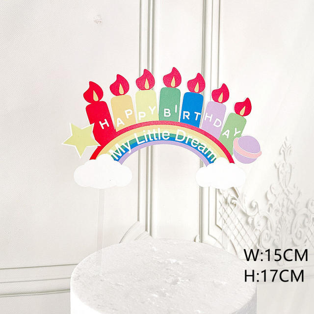 Rainbow cloud happy birthday cute cake toppers